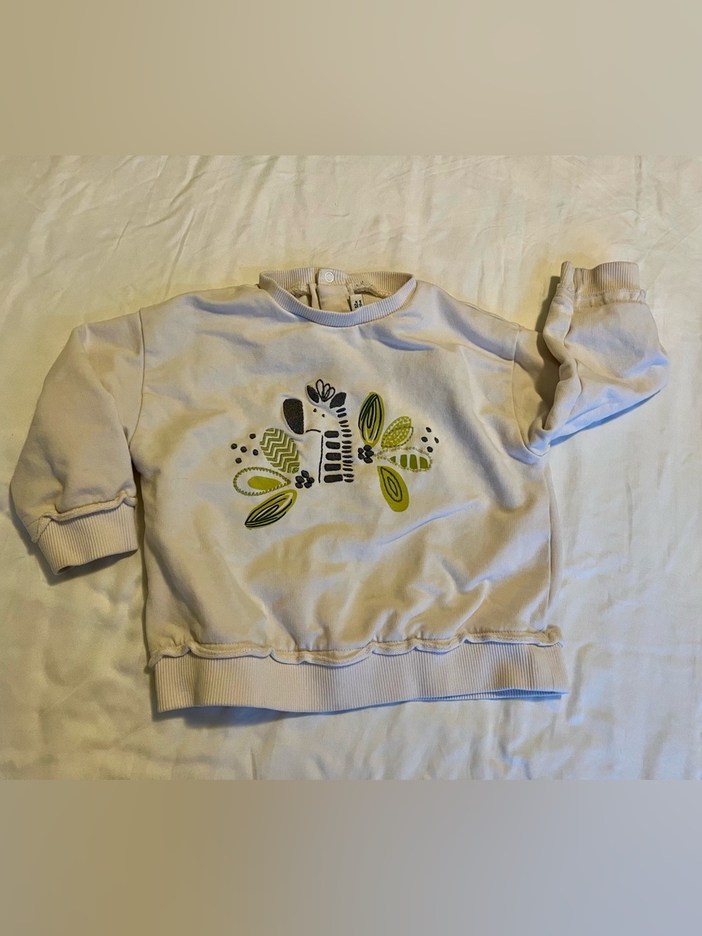 Mayoral Cream Sweatshirt with Zebra & Green Leaf Print